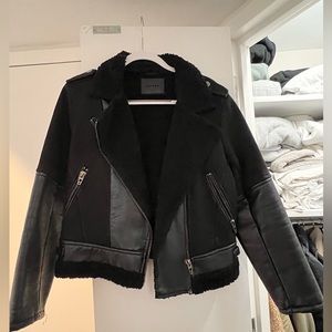 BLANK NYC faux leather sherpa moto jacket